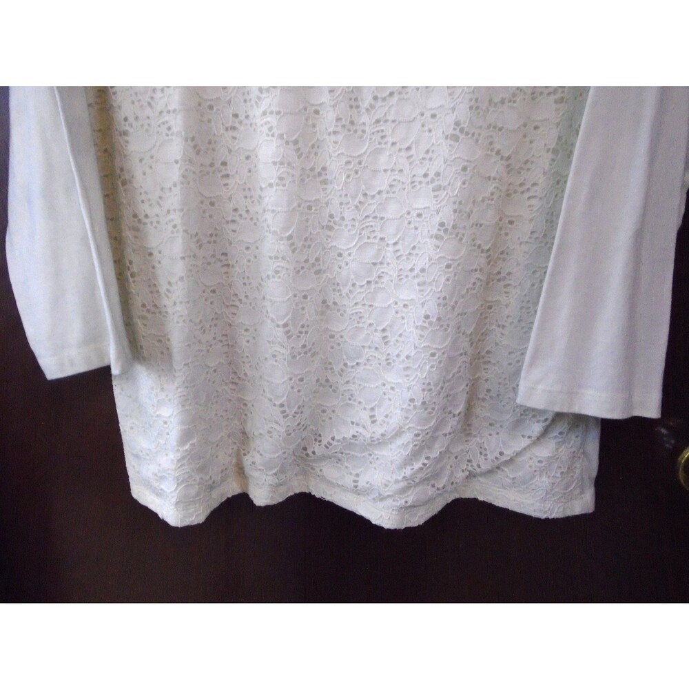 Laura Scott Womens top Shirt Blouse Scoop neck 3/4 sleeve Plus size 1X White - Picture 5 of 6